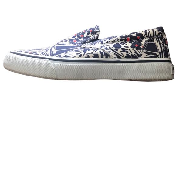 Sperry Striper Slip On Jungle Navy Canvas Shoes - Picture 1 of 5
